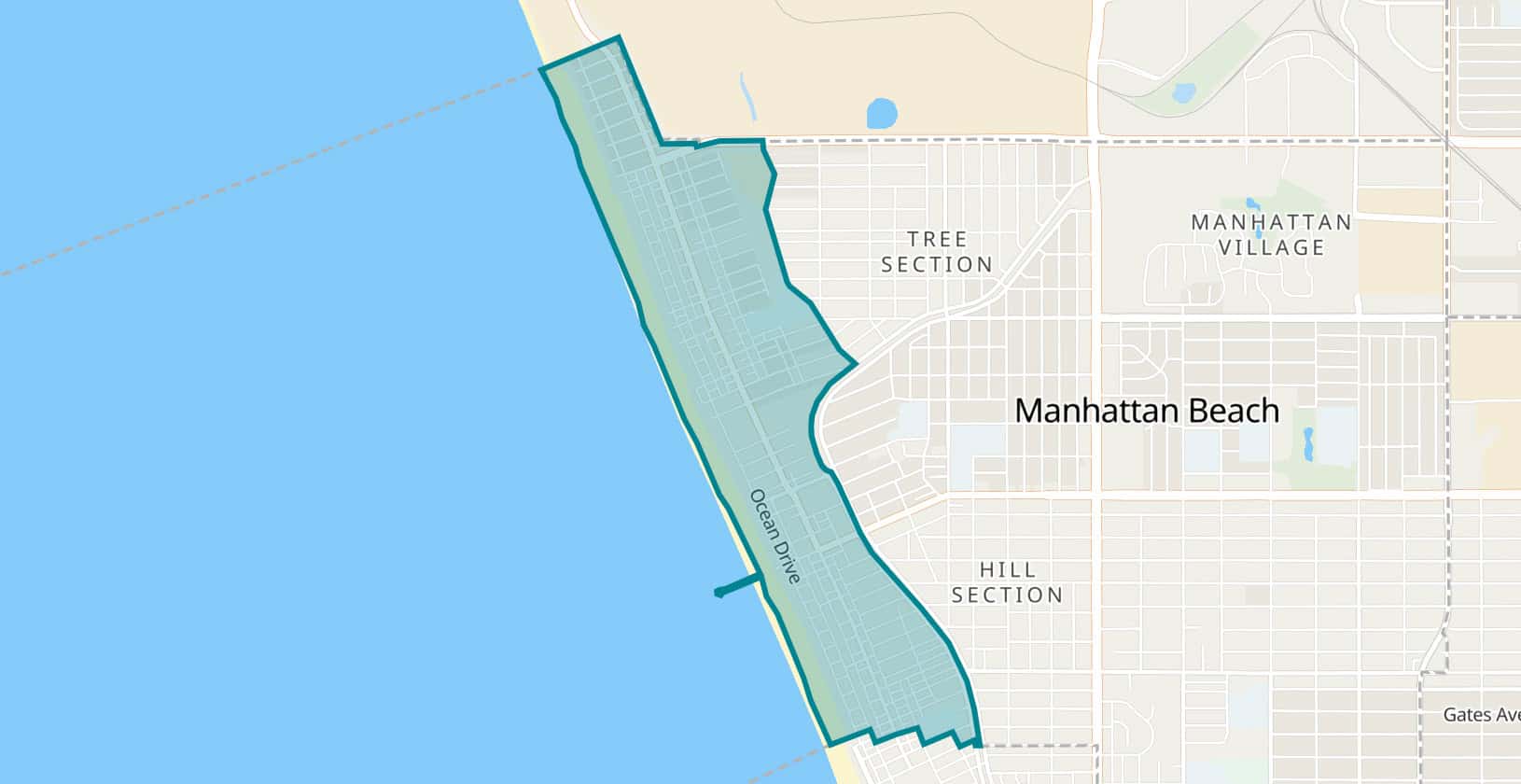 Sand Section map · includes El Porto / North Manhattan Beach